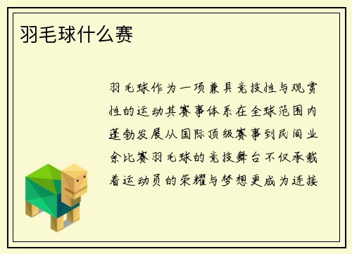 羽毛球什么赛